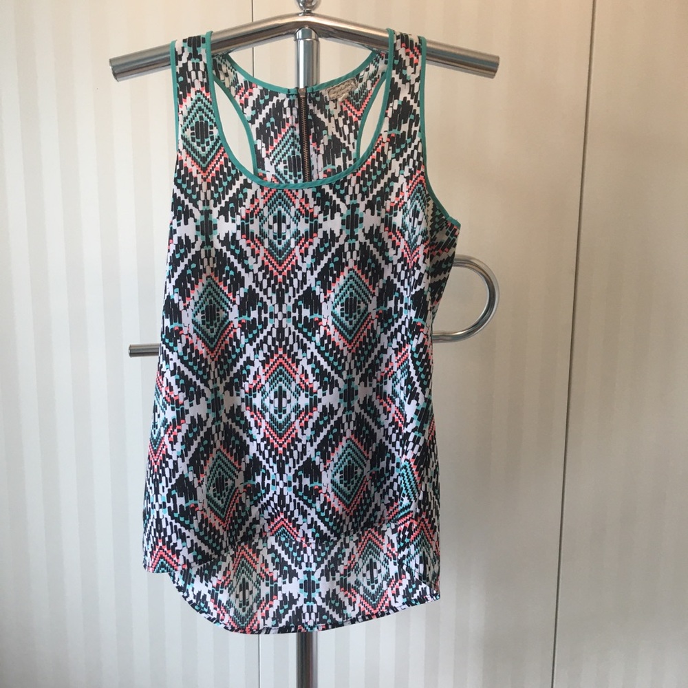 Patterned Zipper tank black/blue/pink Size S